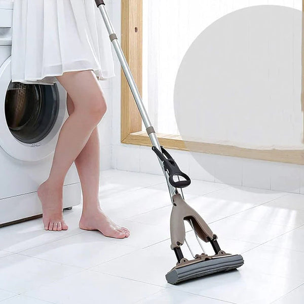 Mop Folding Squeeze Sponge Mop, Stainless Steel Rod-Rubber, Can Expand Cotton Absorbent Mop, Mop Floor Cleaning