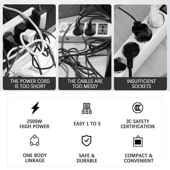 Rotatable Socket Converter One In Three 180 Degree Extension Plug ( Buy 1 Get 1 Free)
