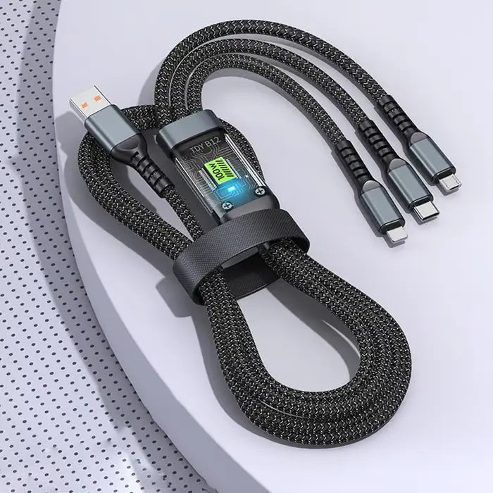 3-in-1 Super Fast Charging Transparent Luminous 100 W Cable