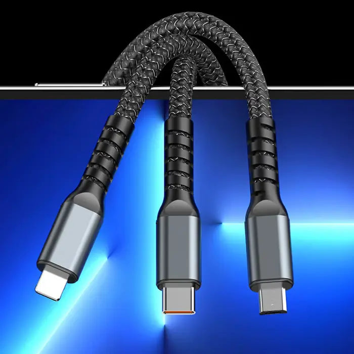 3-in-1 Super Fast Charging Transparent Luminous 100 W Cable