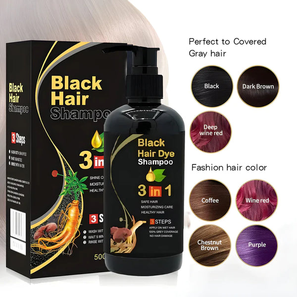 Buy 1 Get 1 Free 3-IN-1 BLACK HAIR DYE SHAMPOO (AYURVEDIC NO SIDE EFFECT)