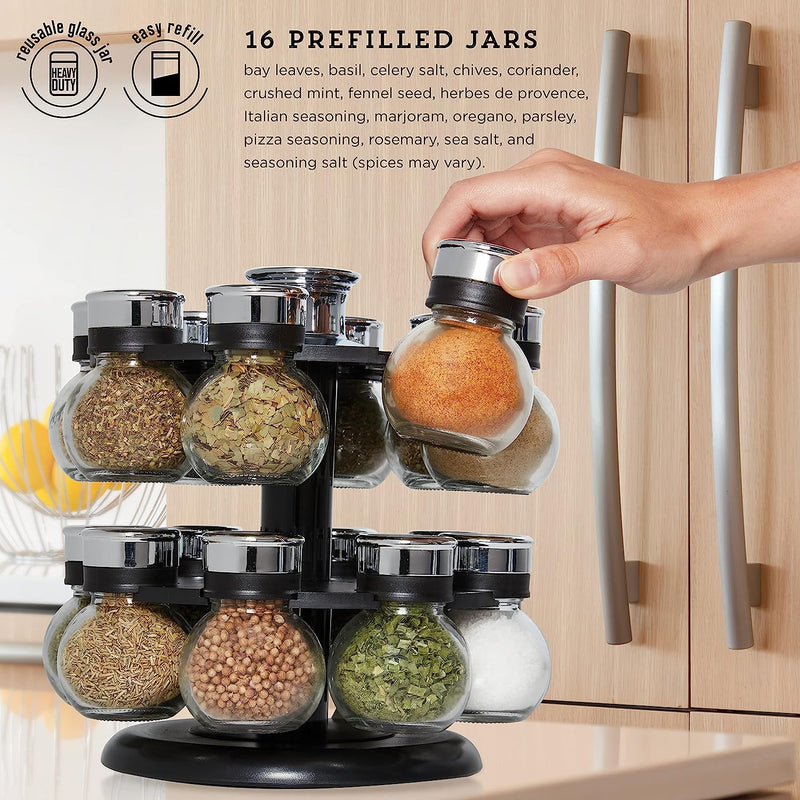 360 Degree revolving Masala spice rack(16 bottles with steel cap)